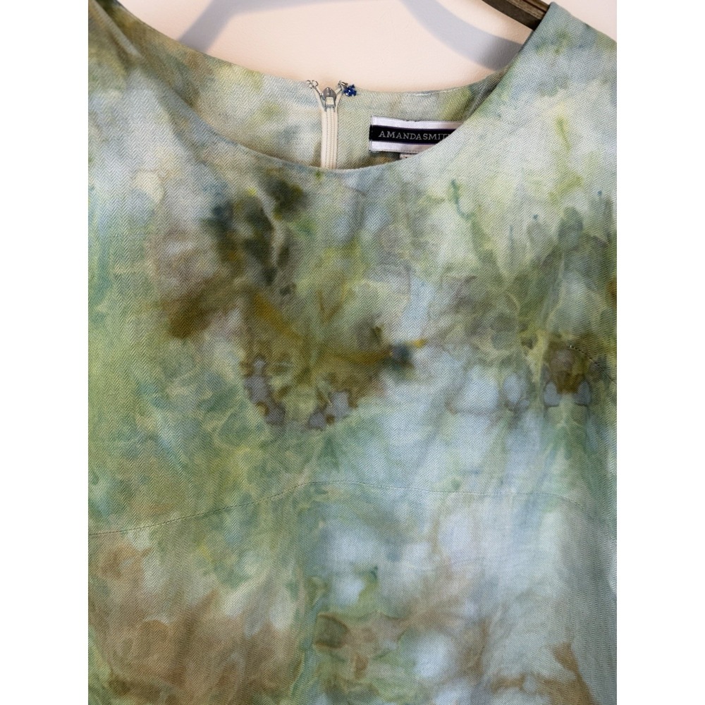 Vintage Green Boho Tie Dye Watercolor Dress FairyGrunge Size 18 Amanda Smith - Picture 3 of 10